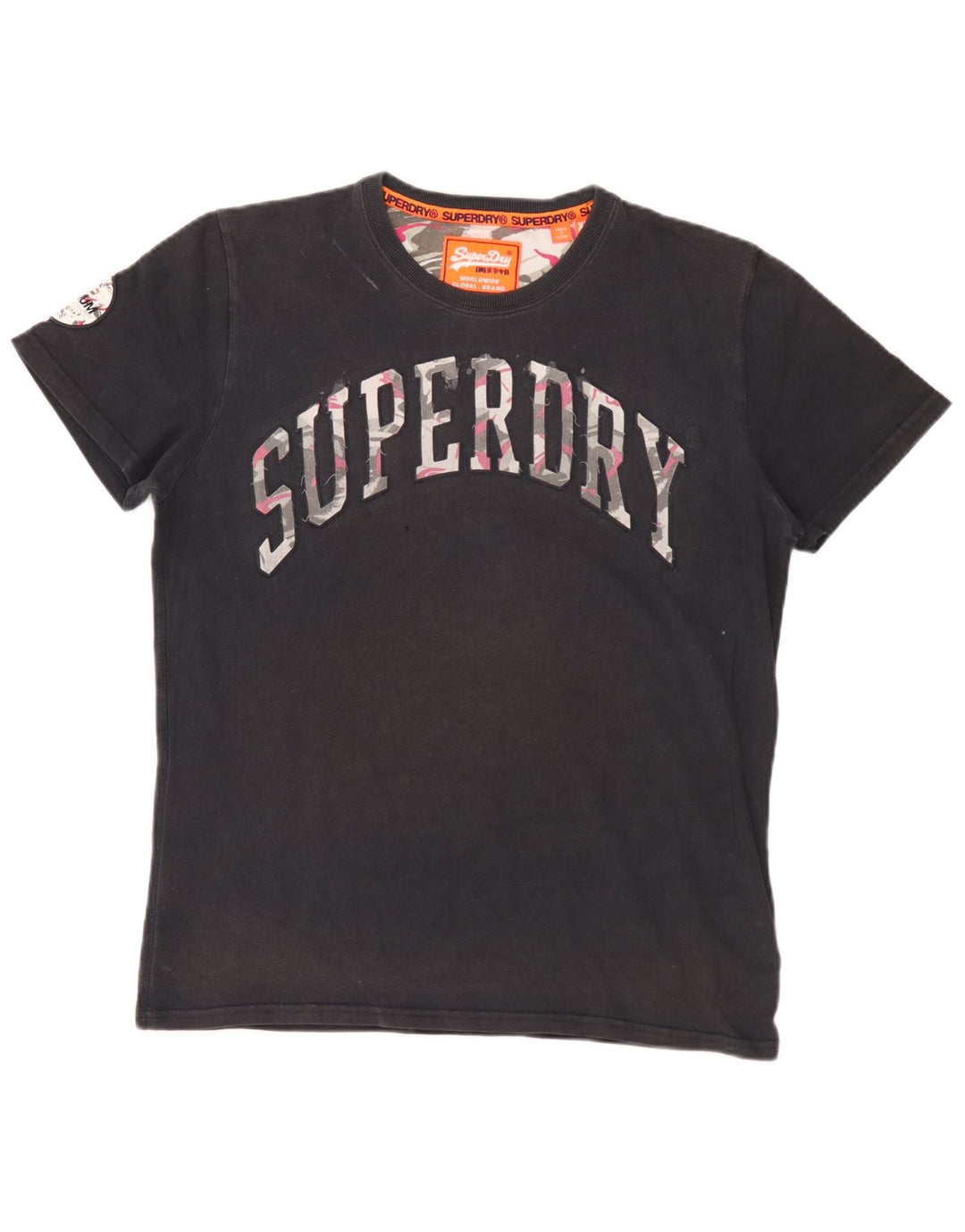 Męski T-shirt z grafiką Superdry, góra XL, czarna, bawełniana