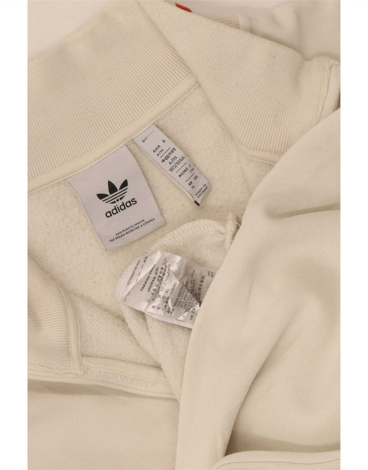Adidas Męska bluza z zamkiem błyskawicznym, sweter XL, biała bawełna
