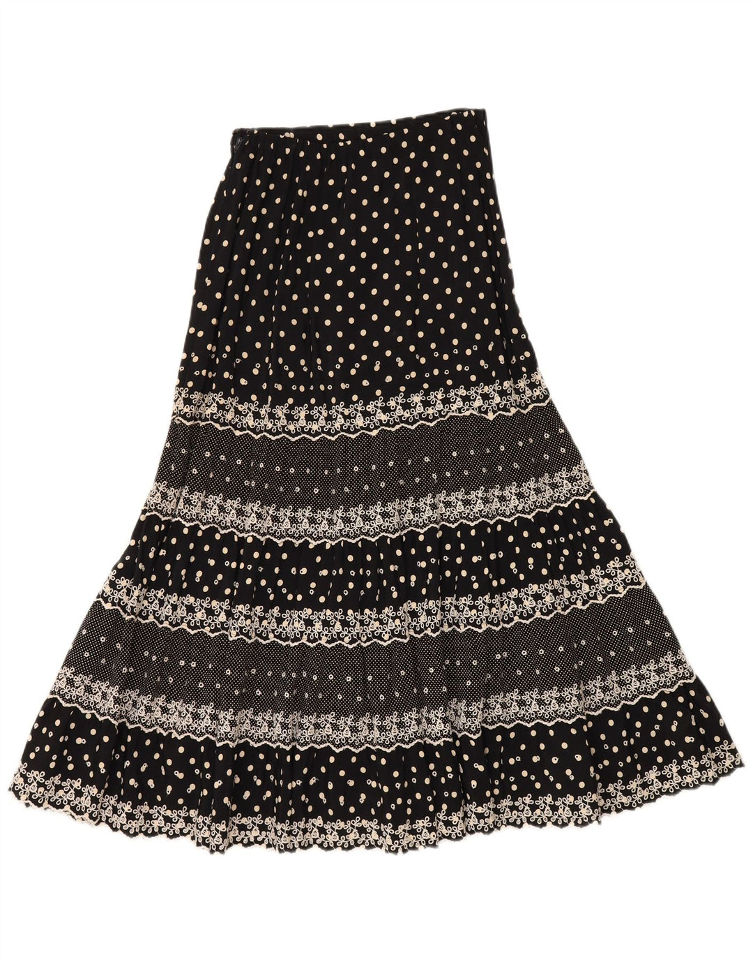 Vintage damska spódnica cygańska W28 średnia czarna w cętki