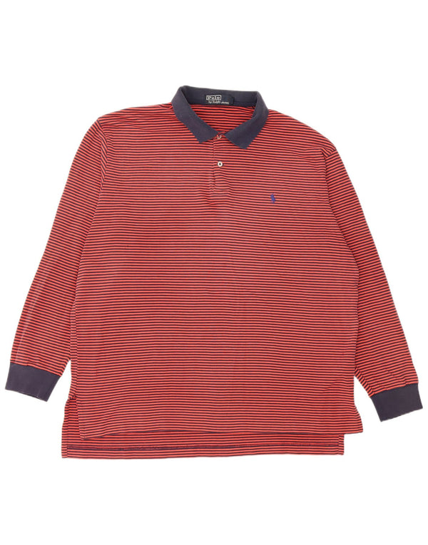 Męska koszulka polo do rugby Polo Ralph Lauren z długim rękawem XL, czerwona, bawełniana w prążki