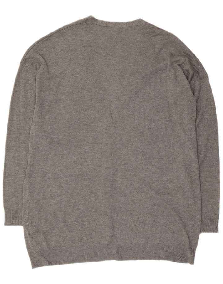 Damski sweter rozpinany BENETTON UK 14, średnioszary, wiskoza