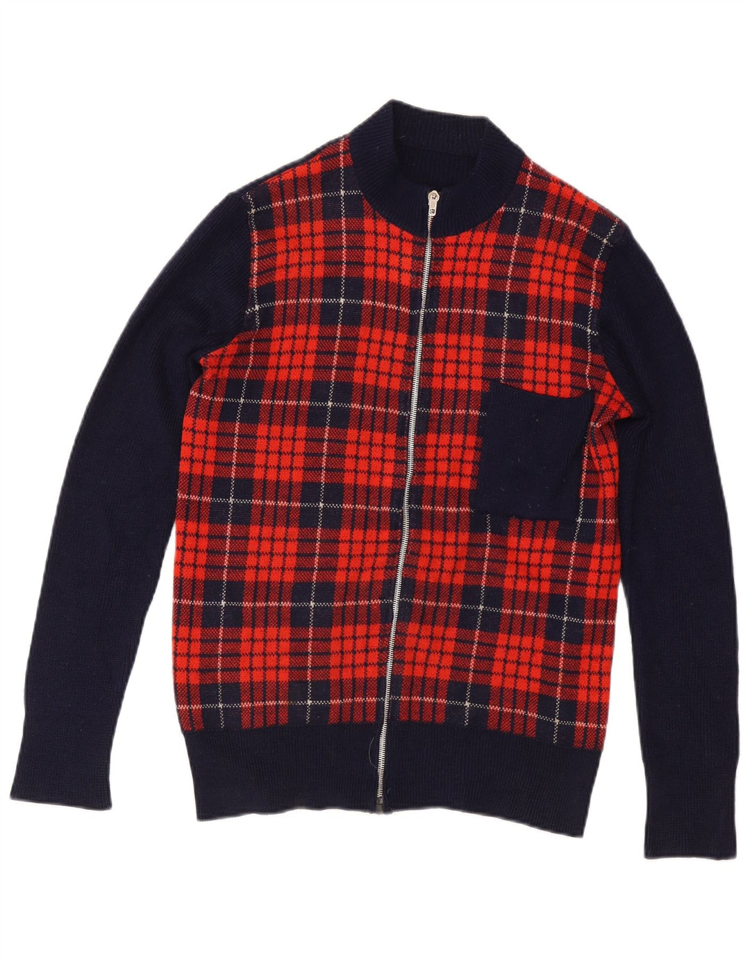 Vintage męski sweter kardigan IT 54 XL granatowa kratka