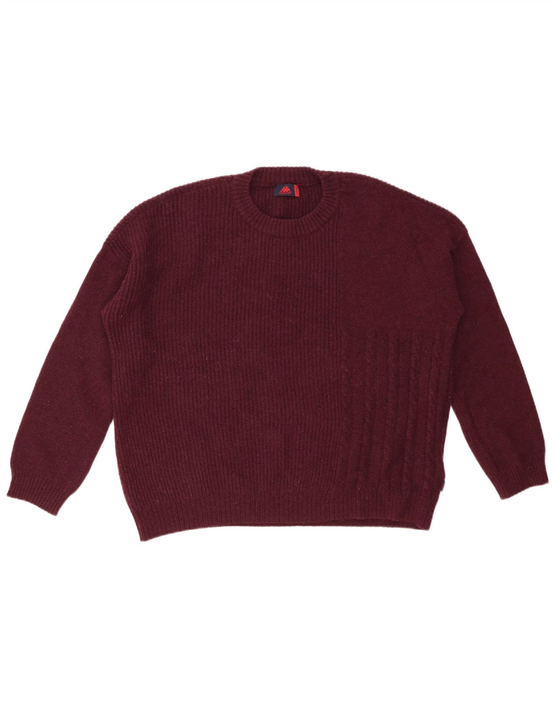 Damski sweter oversize KAPPA z okrągłym dekoltem UK 16, duża bordowa wełna