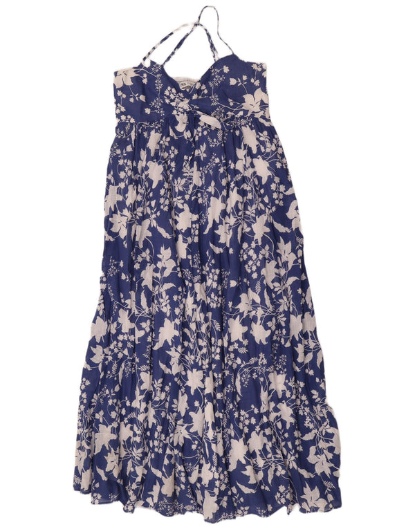 Sukienka damska Zara Maxi Halter UK 12 Średni niebieski z bawełny w kwiaty