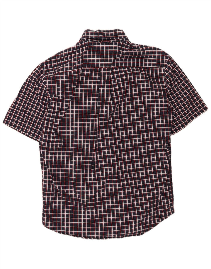 TOMMY HILFIGER Mens Short Sleeve Shirt Small Navy Blue Check Cotton