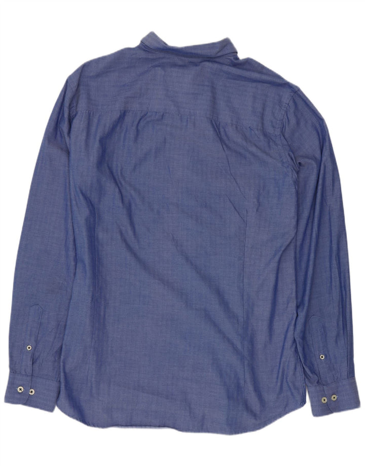 Koszula męska Jack & Jones XL, niebieska, bawełniana w jodełkę