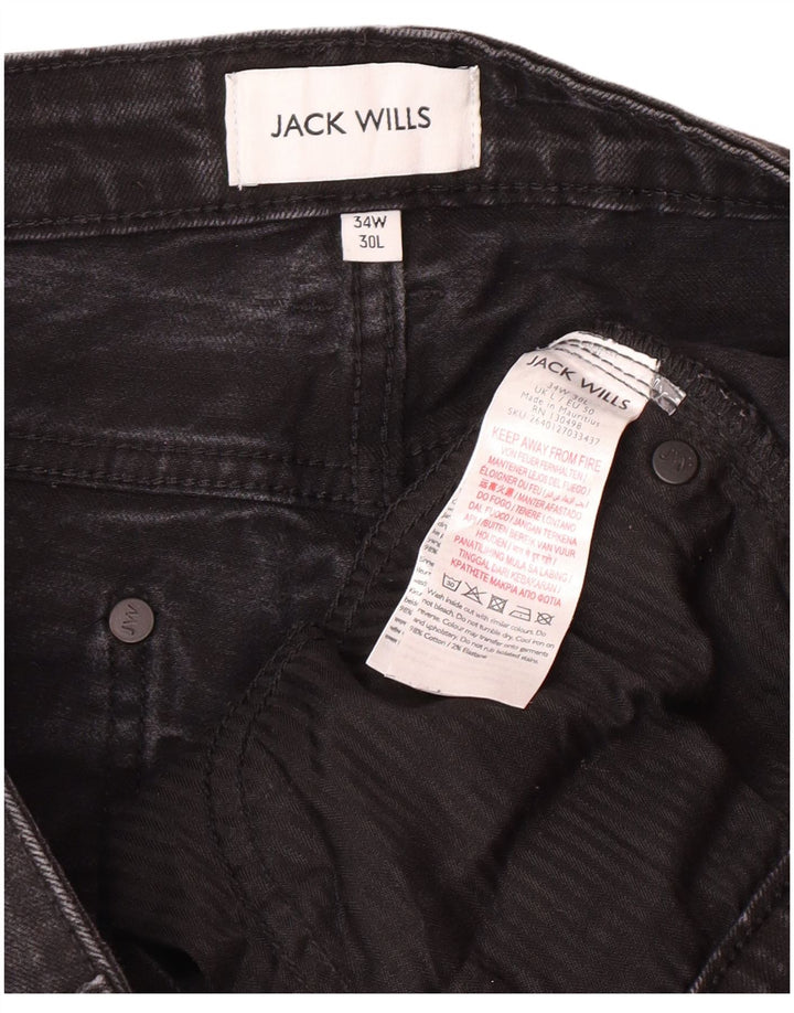JACK WILLS Męskie jeansy slim W34 L27 Czarne bawełniane