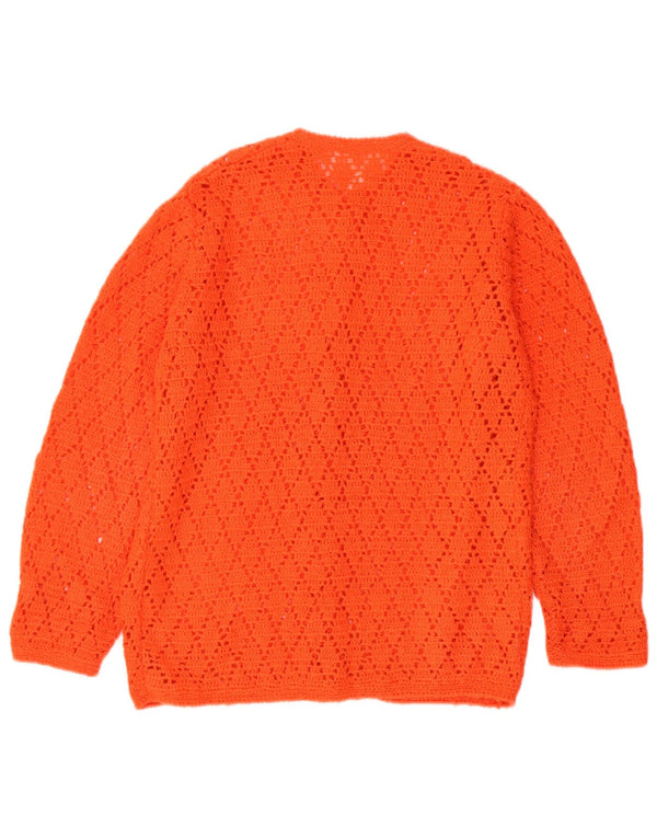 Sweter damski na szydełku w stylu vintage, UK 14, średni pomarańczowy