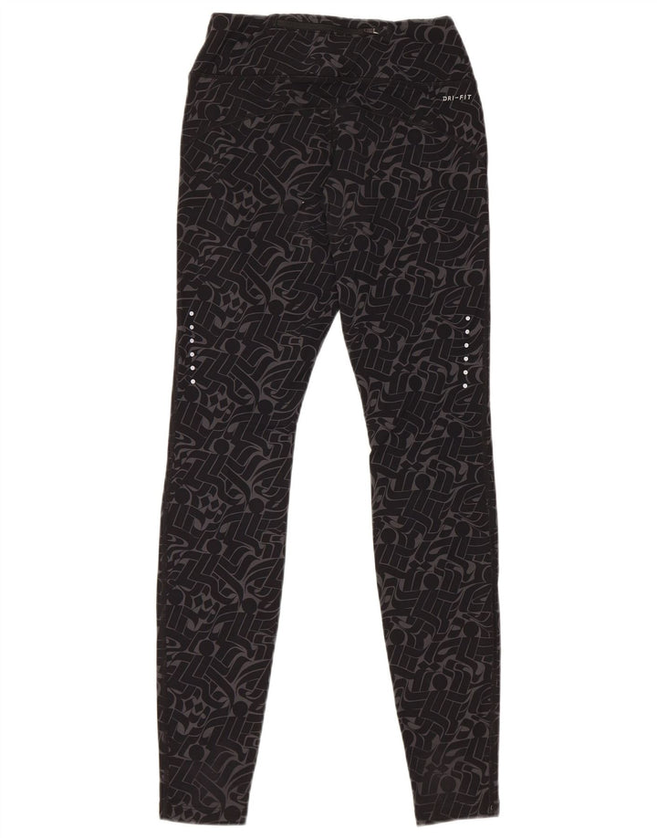 Damskie legginsy NIKE Dri Fit UK 8, mały, czarny, geometryczny nylon