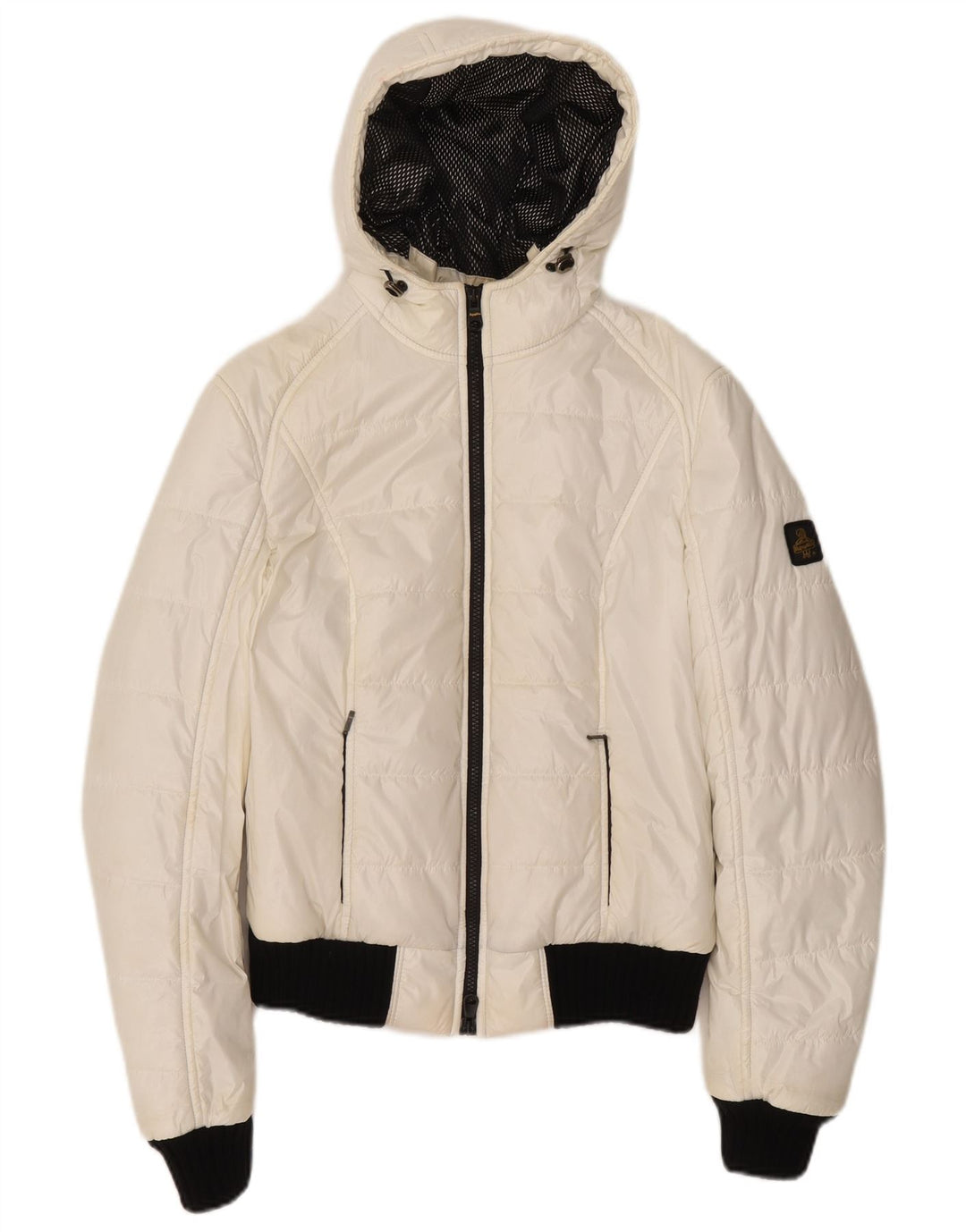 Damska ocieplana kurtka bomberka z kapturem i kapturem Refrigiwear UK 14, duży, biały poliester