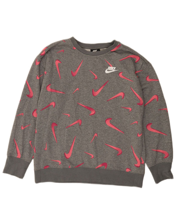 Bluza dziewczęca NIKE z grafiką, 13-14 lat, XL, szara, geometryczna