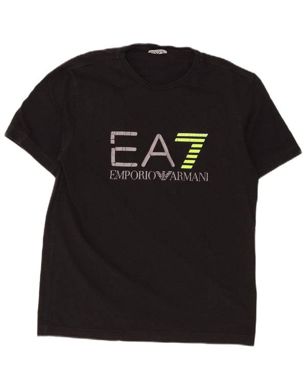 Męska koszulka z grafiką Emporio Armani, średnia, czarna bawełna