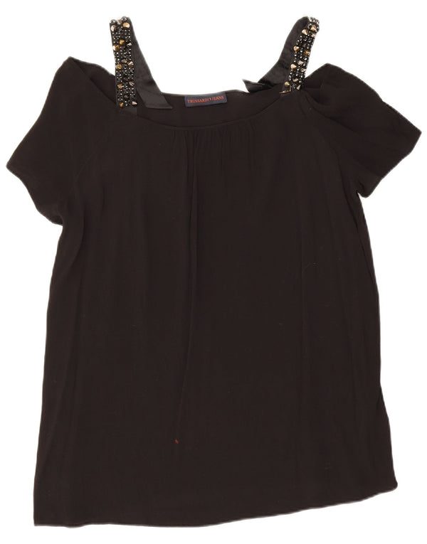 Damski top z odkrytymi ramionami Trussardi IT 48 XL, czarna wiskoza