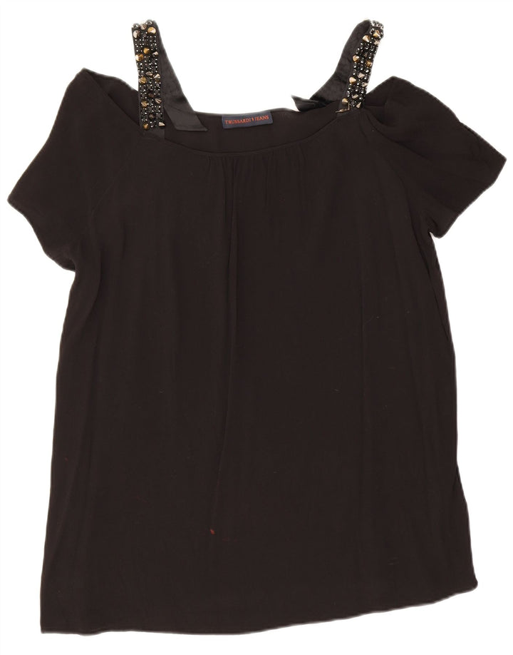 Damski top z odkrytymi ramionami Trussardi IT 48 XL, czarna wiskoza