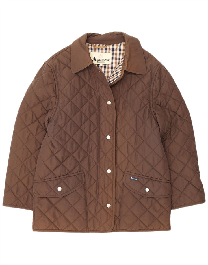 Damska pikowana kurtka Aquascutum UK 16, duży, brązowy nylon