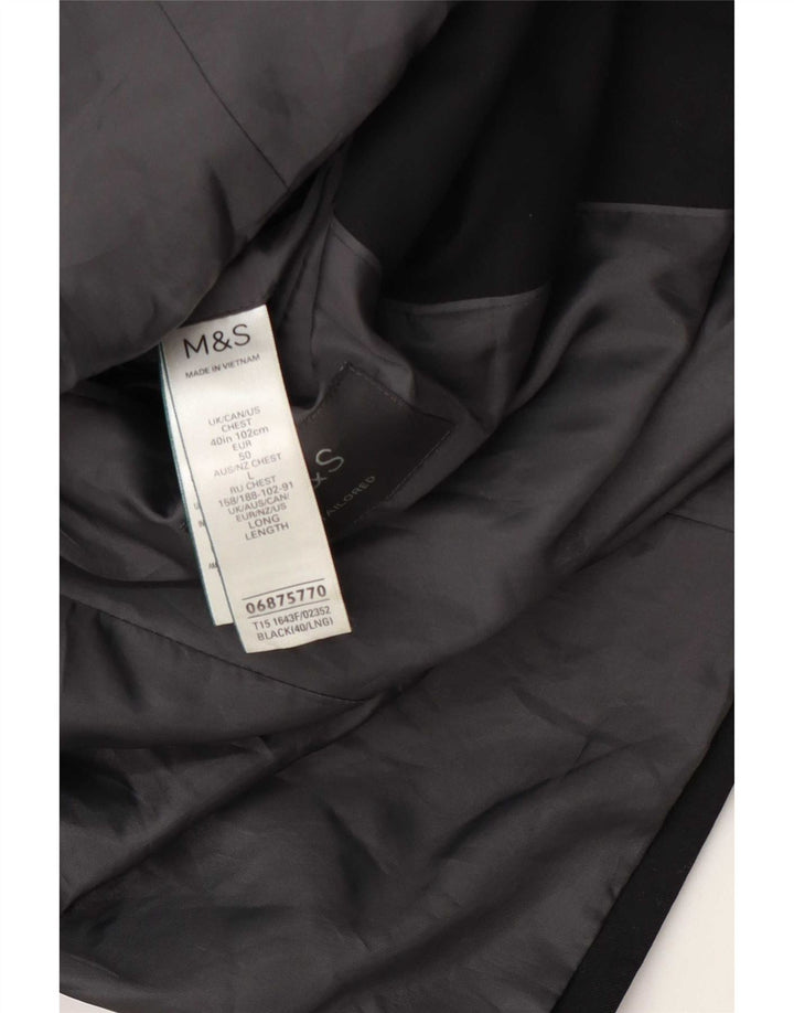 Marks & Spencer Męska marynarka zapinana na 2 guziki, UK 40, średni czarny poliester