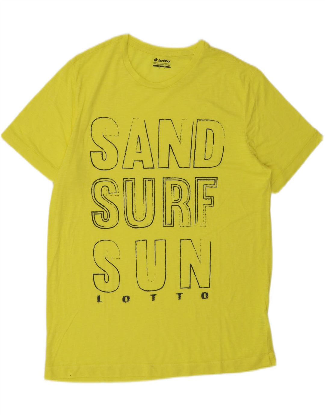 LOTTO Mens Graphic T-Shirt Top XL Yellow Polyester Vintage Lotto and Second-Hand Lotto from Messina Hembry 