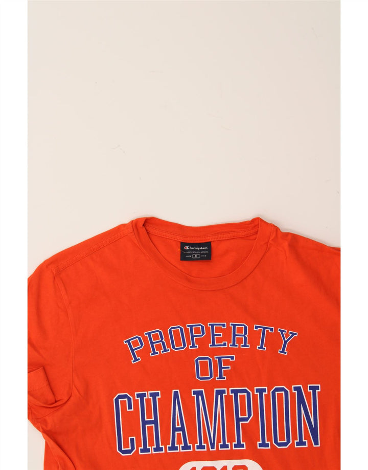 CHAMPION Mens Graphic T-Shirt Top Medium Orange Vintage Champion and Second-Hand Champion from Messina Hembry 