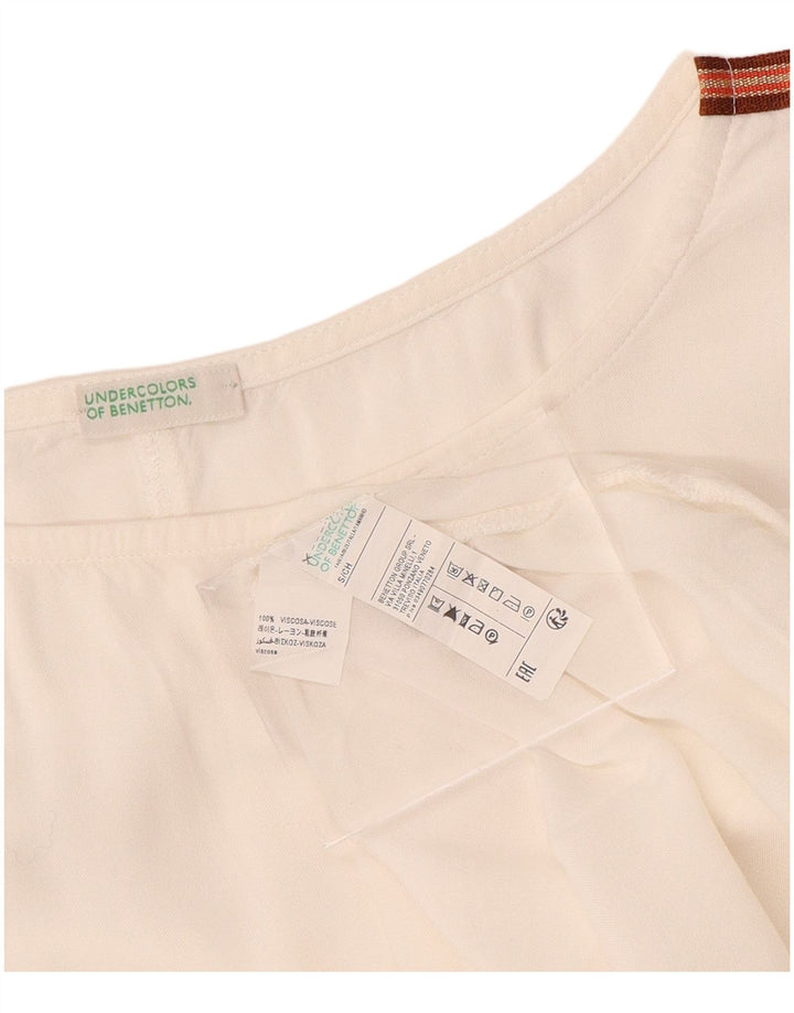 Damska bluzka oversize BENETTON Top UK 10 Small w kolorze złamanej bieli, wiskoza