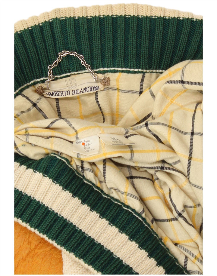 Kurtka męska Umberto Bilancioni UK 40, duża, żółta skóra z blokami kolorów