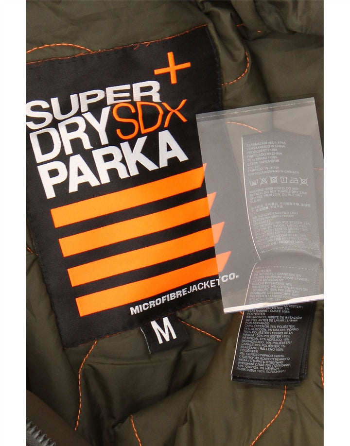 SUPERDRY Męska kurtka parka z kapturem UK 38, średni khaki, poliester