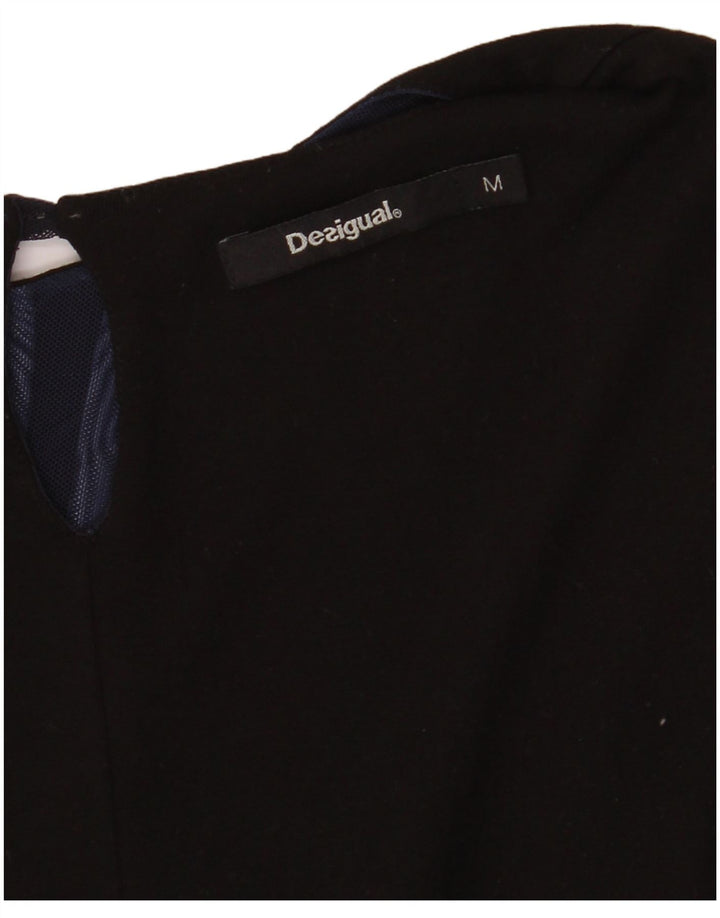 DESIGUAL Damska bluzka z długim rękawem Top UK 12 Średni granatowy w kwiaty