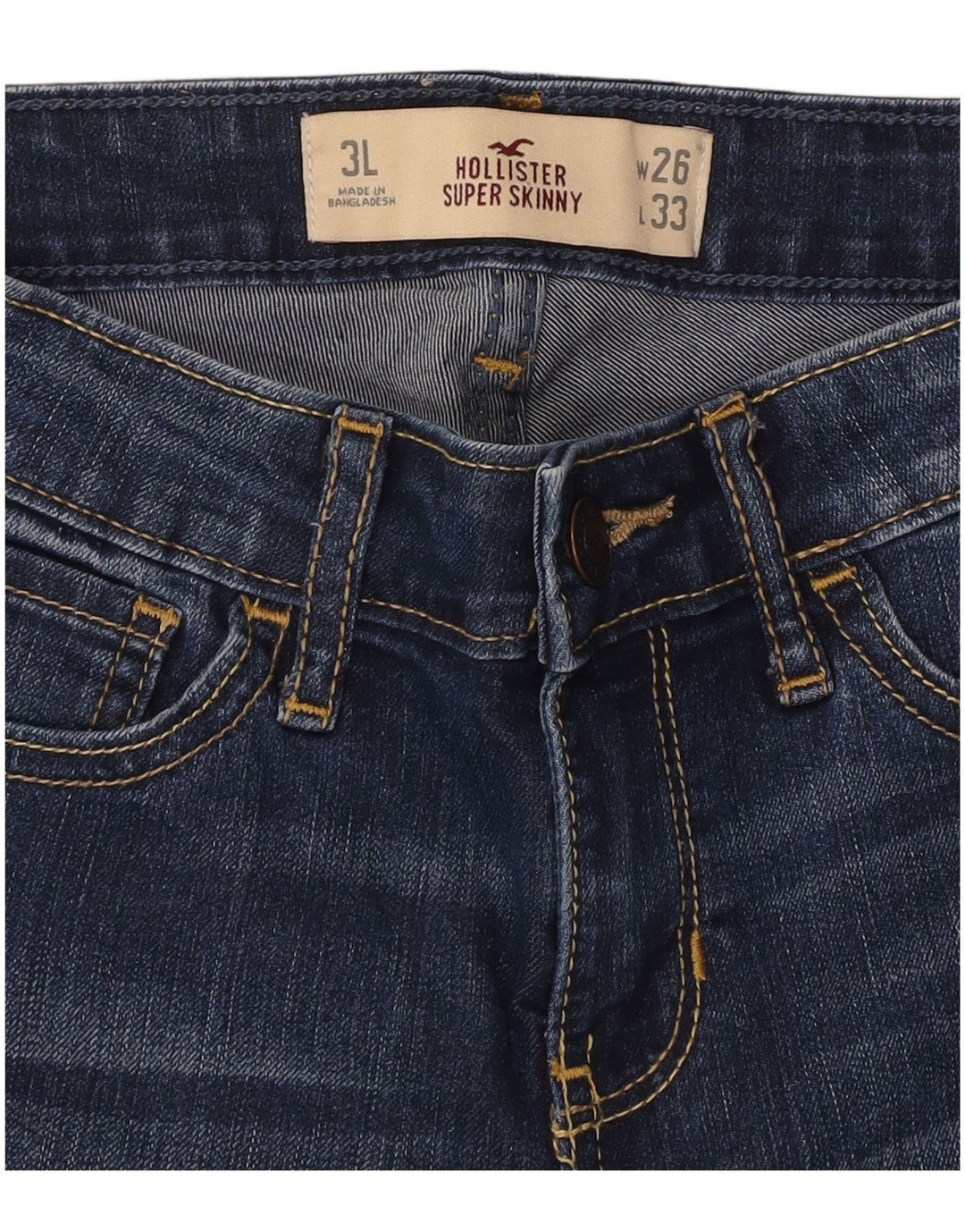 Damskie jeansy super obcisłe HOLLISTER W26 L33 Niebieskie bawełniane