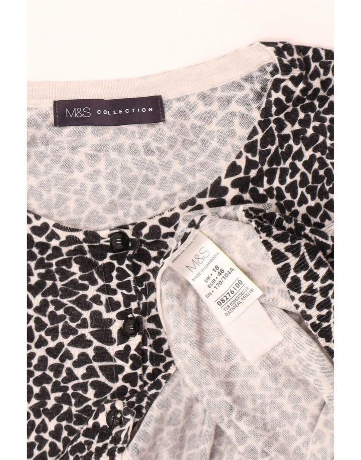 Marks & Spencer Damski sweter rozpinany z abstrakcyjnym wzorem, UK 18 XL, czarny