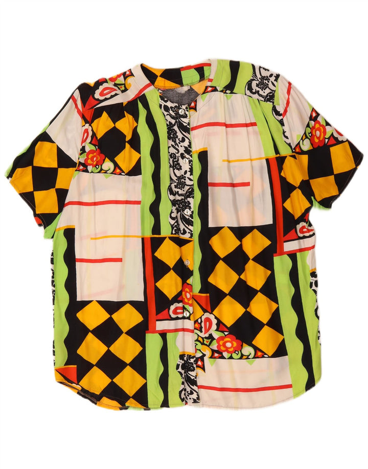 Bluzka damska z krótkim rękawem w stylu vintage, UK 20 2XL, wielobarwny patchwork