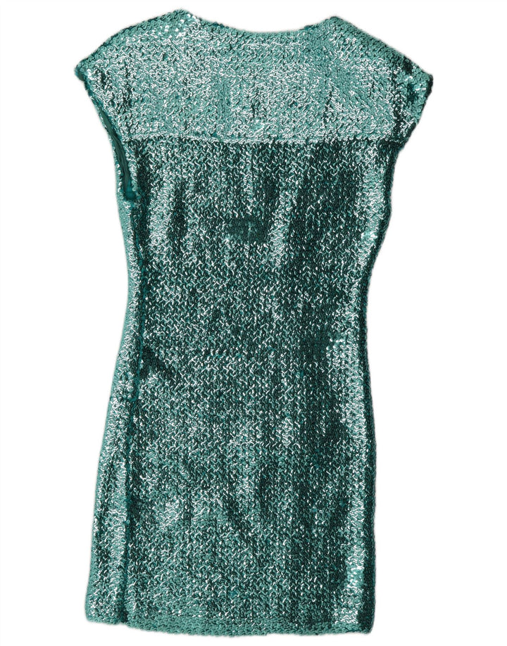 Vintage damska sukienka płaszczowa UK 10 Small Green