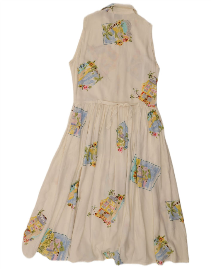 Damska sukienka maxi bez rękawów, UK 12, średni biały patchwork