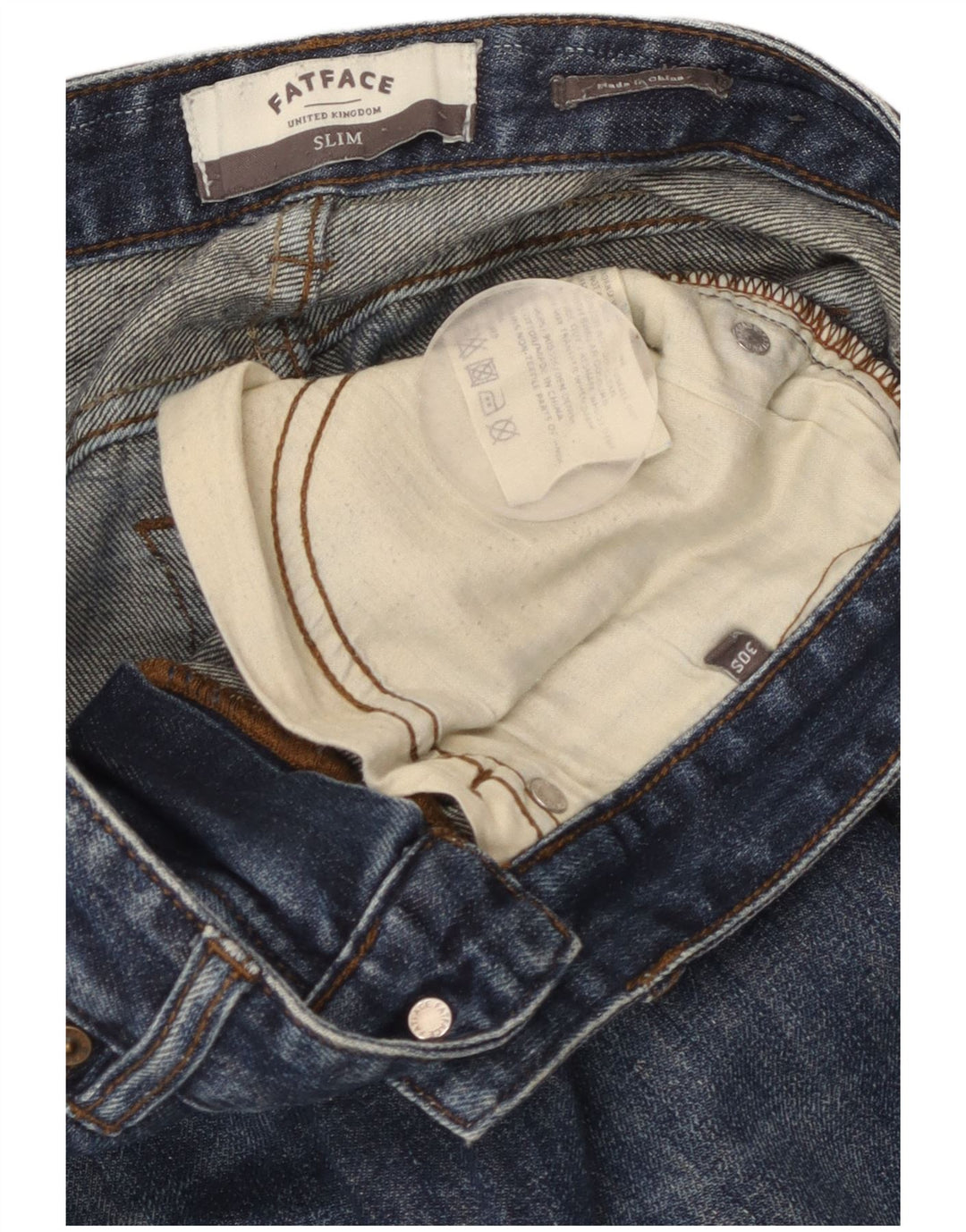 Damskie jeansy slim fit FAT FACE W30 L29 Niebieskie bawełniane