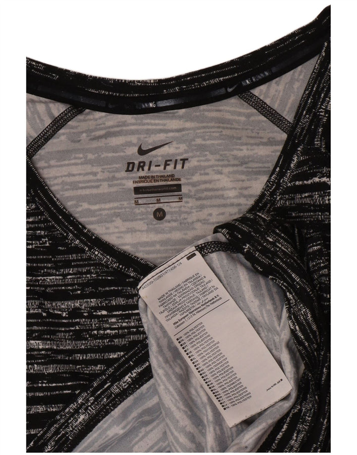 Damska koszulka Nike Dri Fit Top UK 12, średni czarny poliester w cętki