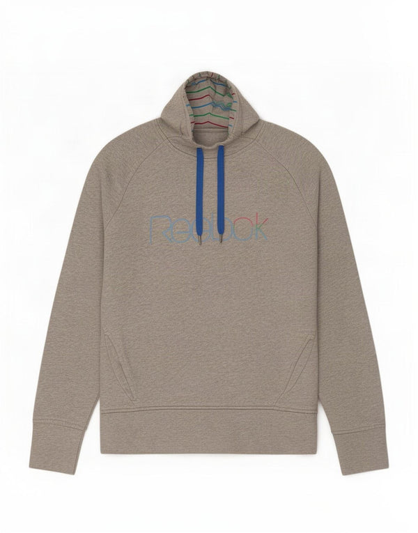Damska bluza z kapturem Reebok z grafiką UK 10, mała, szara, nakrapiana bawełna