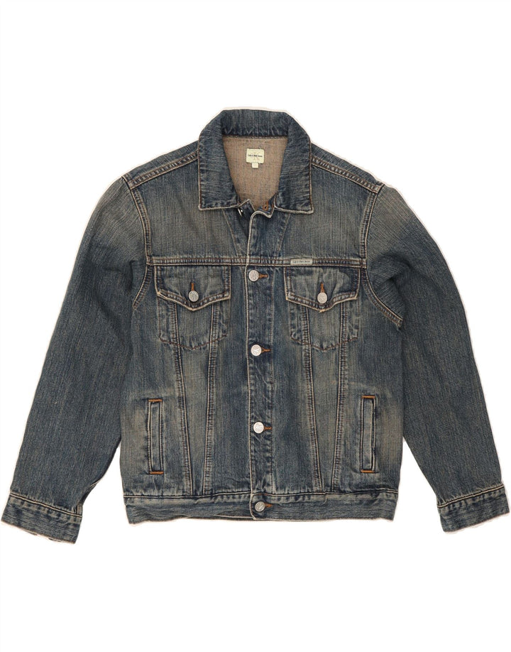 CALVIN KLEIN Boys Denim Jacket 11-12 Years Navy Blue Cotton Vintage Calvin Klein and Second-Hand Calvin Klein from Messina Hembry 