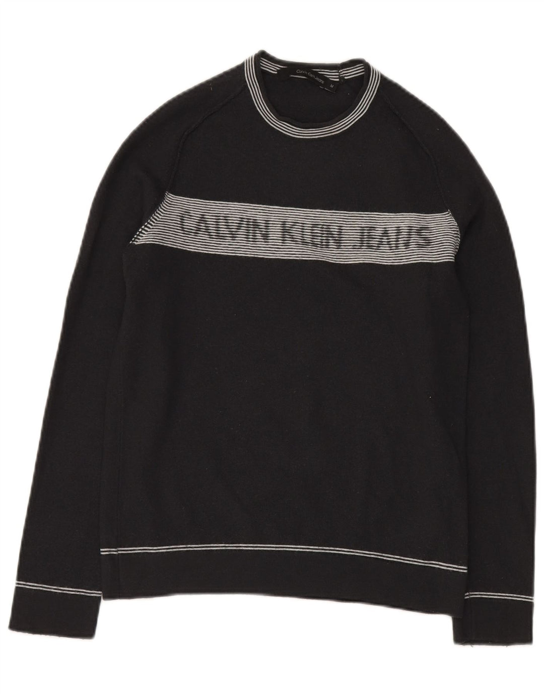 Damski sweter z okrągłym dekoltem CALVIN KLEIN JEANS UK 10 Small Grey