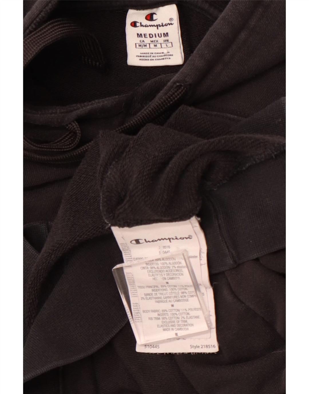 Męski sweter z kapturem CHAMPION, średni czarny, bawełniany