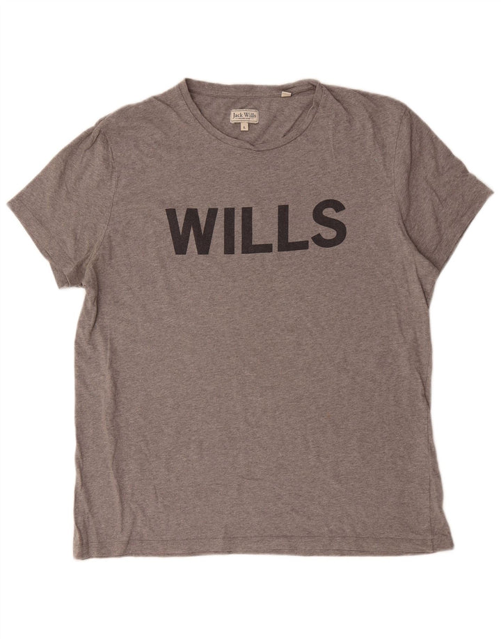 Męski T-shirt z grafiką Jack Wills, duży, szary, bawełniany