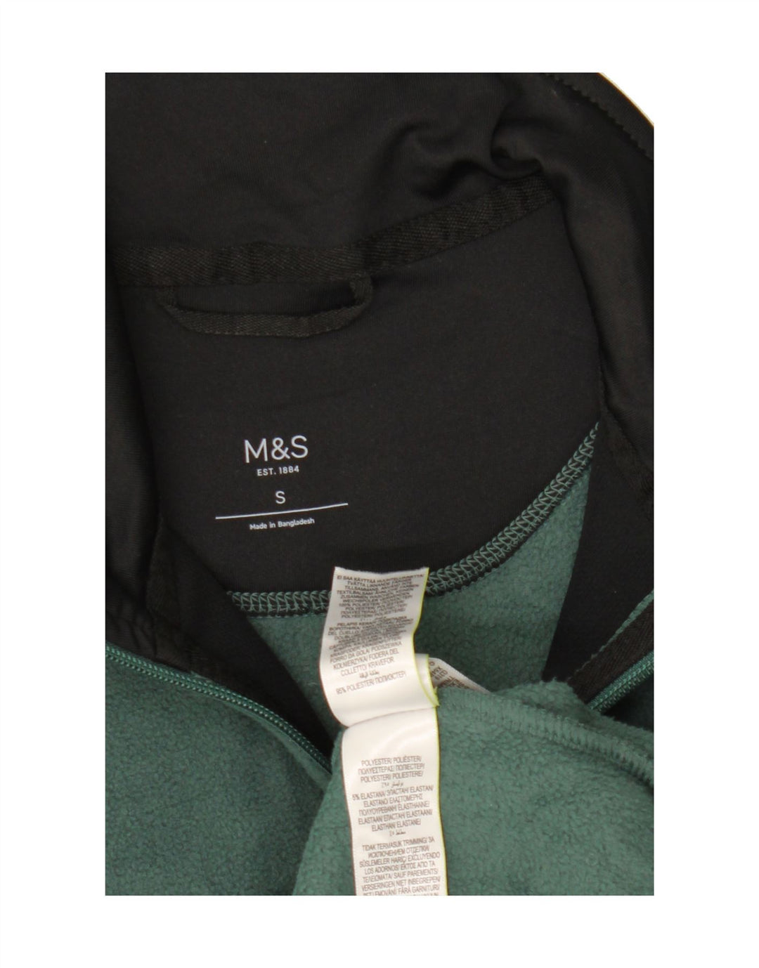 MARKS & SPENCER Mens Fleece Jacket Small Green Polyester Vintage Marks & Spencer and Second-Hand Marks & Spencer from Messina Hembry 
