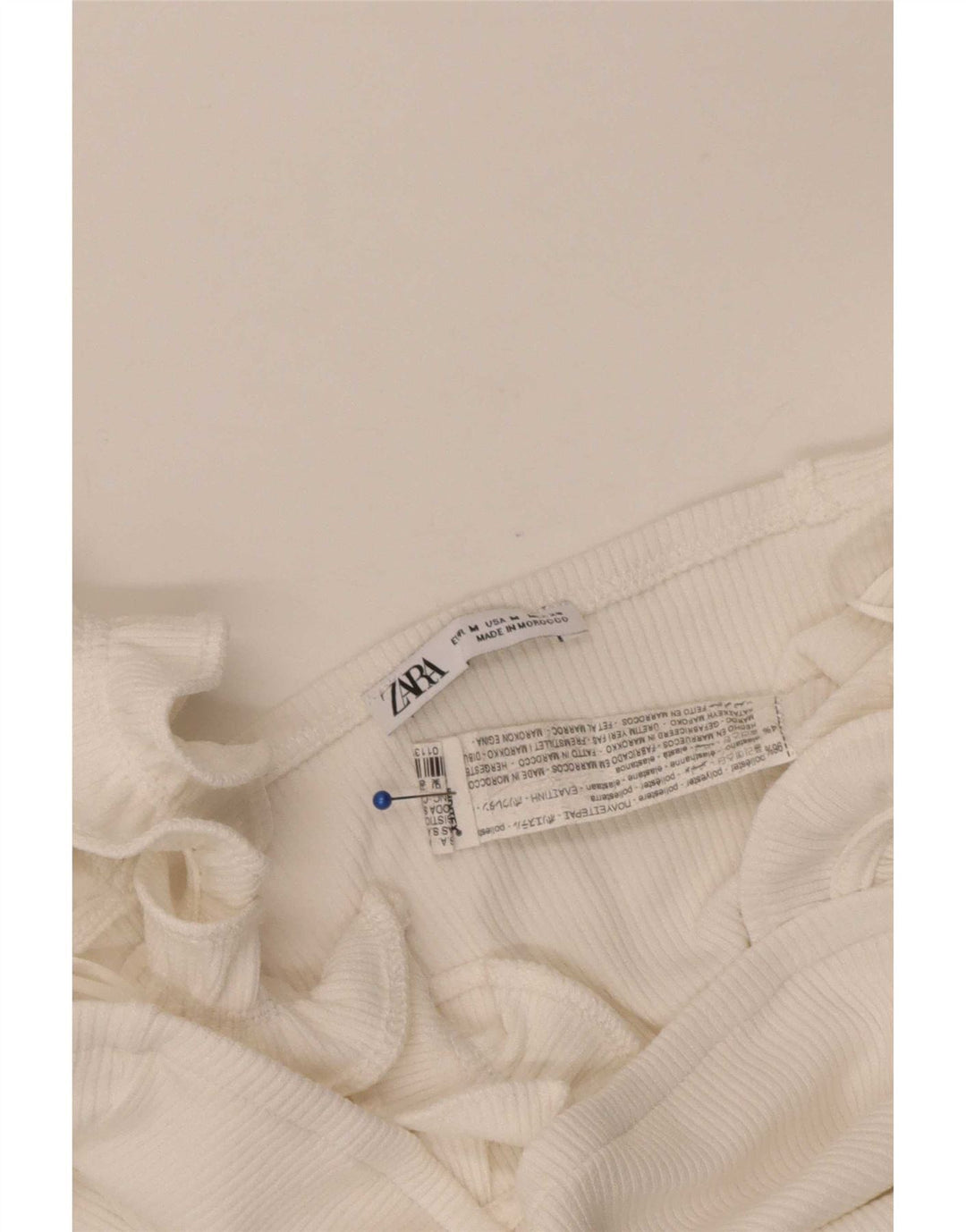 Damski krótki top Zara UK 12, średni biały poliester