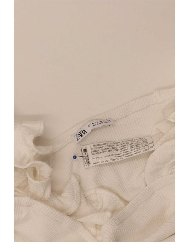 Damski krótki top Zara UK 12, średni biały poliester