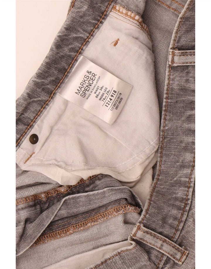 Marks & Spencer Męskie niebieskie dżinsy Harbor Straight W34 L29 Szara bawełna
