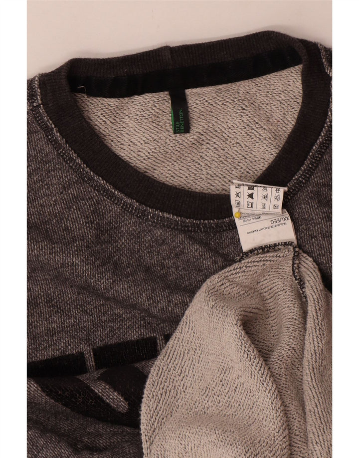 Męska bluza z grafiką Benetton 2XL, szara, nakrapiana bawełna