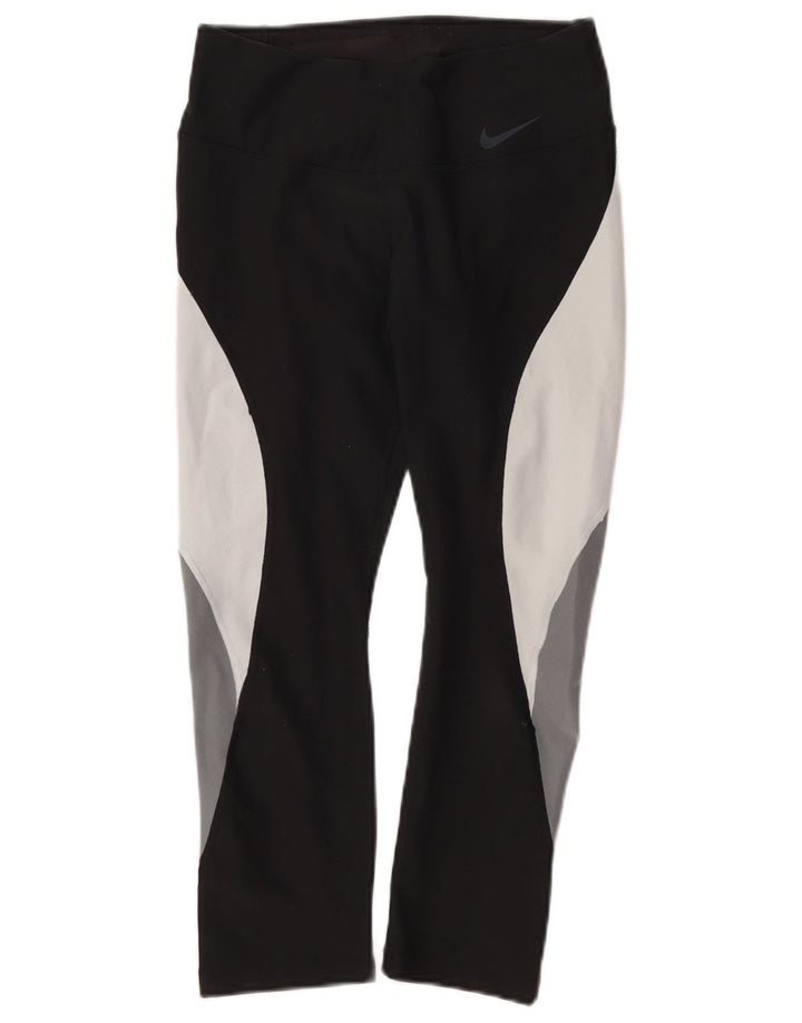 Damskie legginsy Nike Dri Fit Capri UK 10, mały, czarny poliester z blokami kolorów