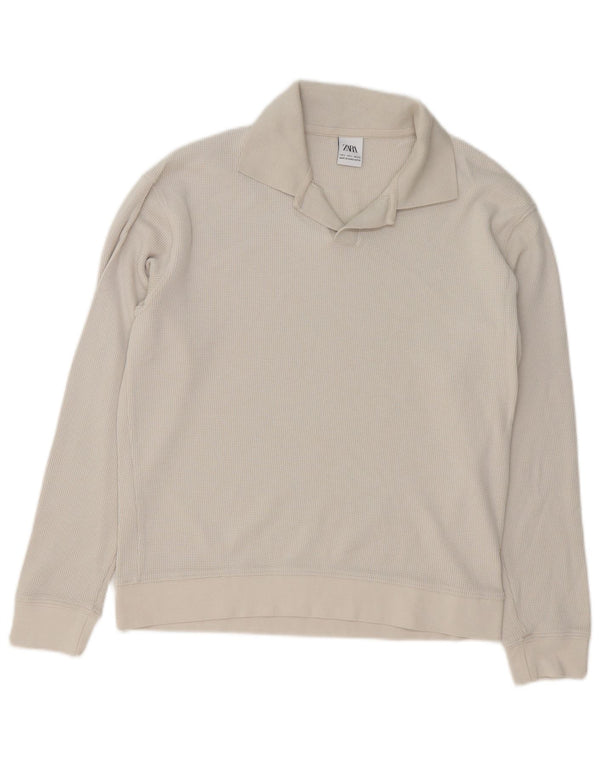 Męski sweter polo ZARA, mały, szary, bawełniany