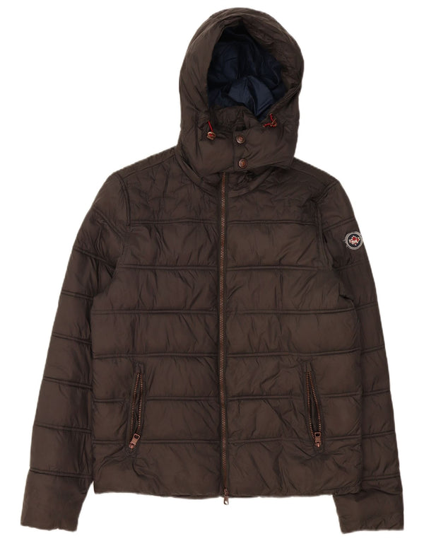 Marville Womens Hooded Padded Jacket UK 16 Large Grey Nylon