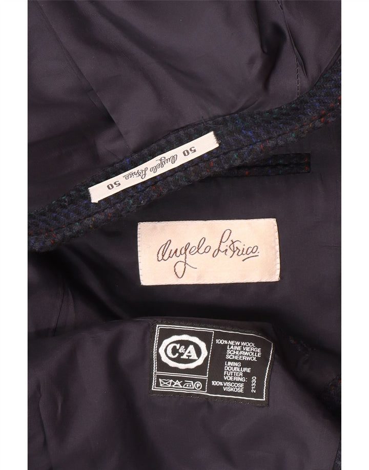 Męska marynarka zapinana na 2 guziki Angelo Litrico IT 50, duża niebieska kratka, nowa wełna