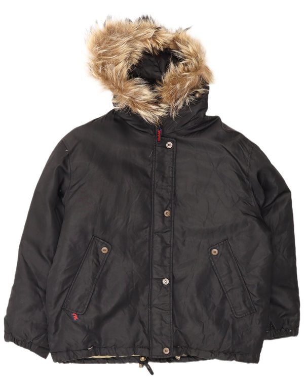 Damska kurtka z kapturem, oversize, wyściełana Slam UK 14, średni czarny nylon