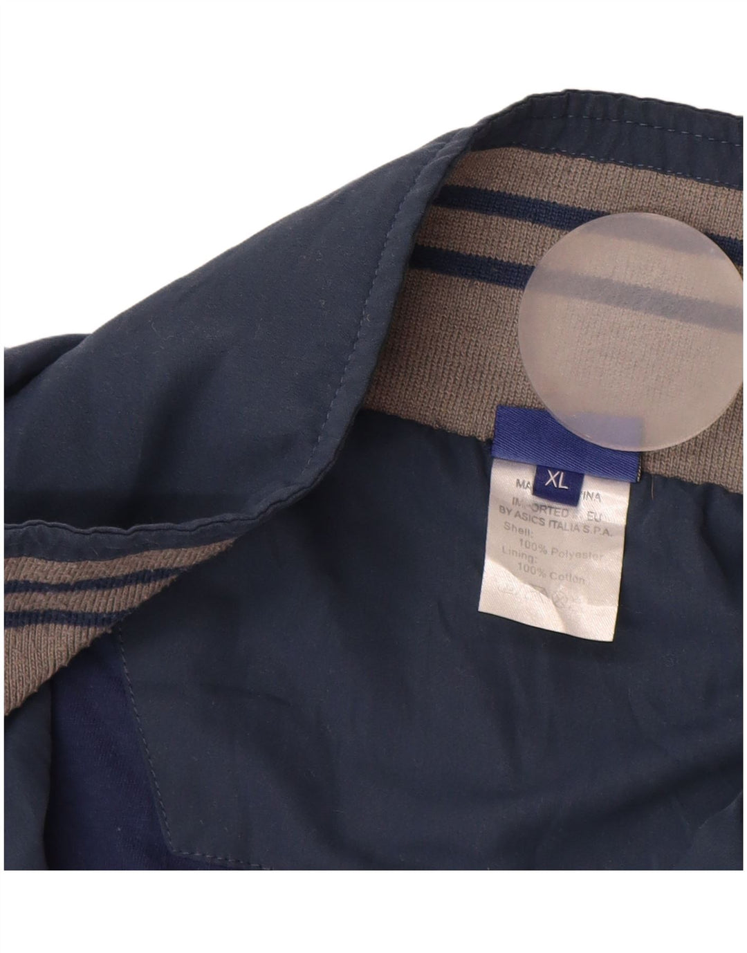 Męska kurtka dresowa ASICS XL, granatowa, poliester z blokami kolorów