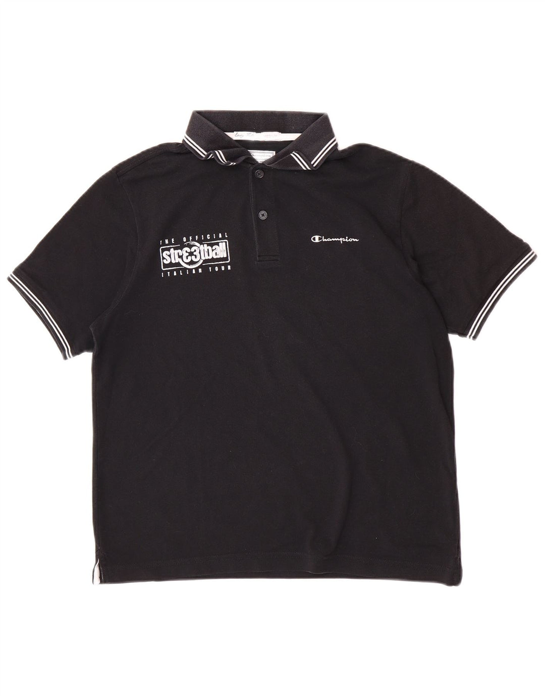 Męska koszulka polo Champion Easy Fit Graphic, średnia czarna, bawełniana